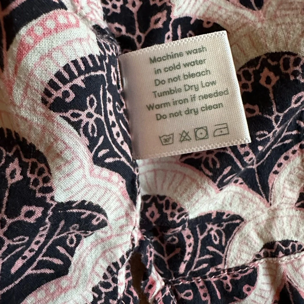 Roller Rabbit Print Cotton Button Down Pajama Top in Blue Pink Medium